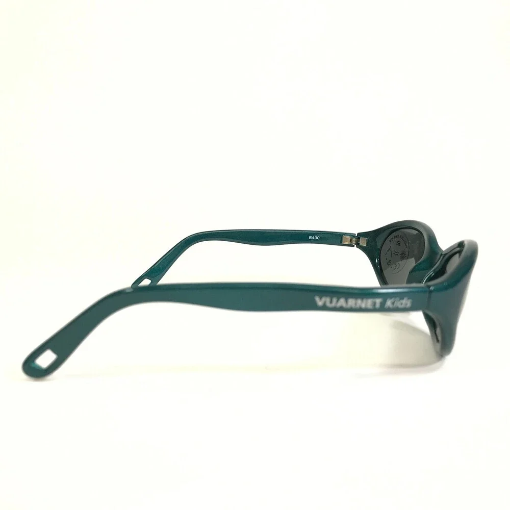 Vuarnet Kids Sunglasses B400 Green Round Frames with Gray Lenses 50-18-110